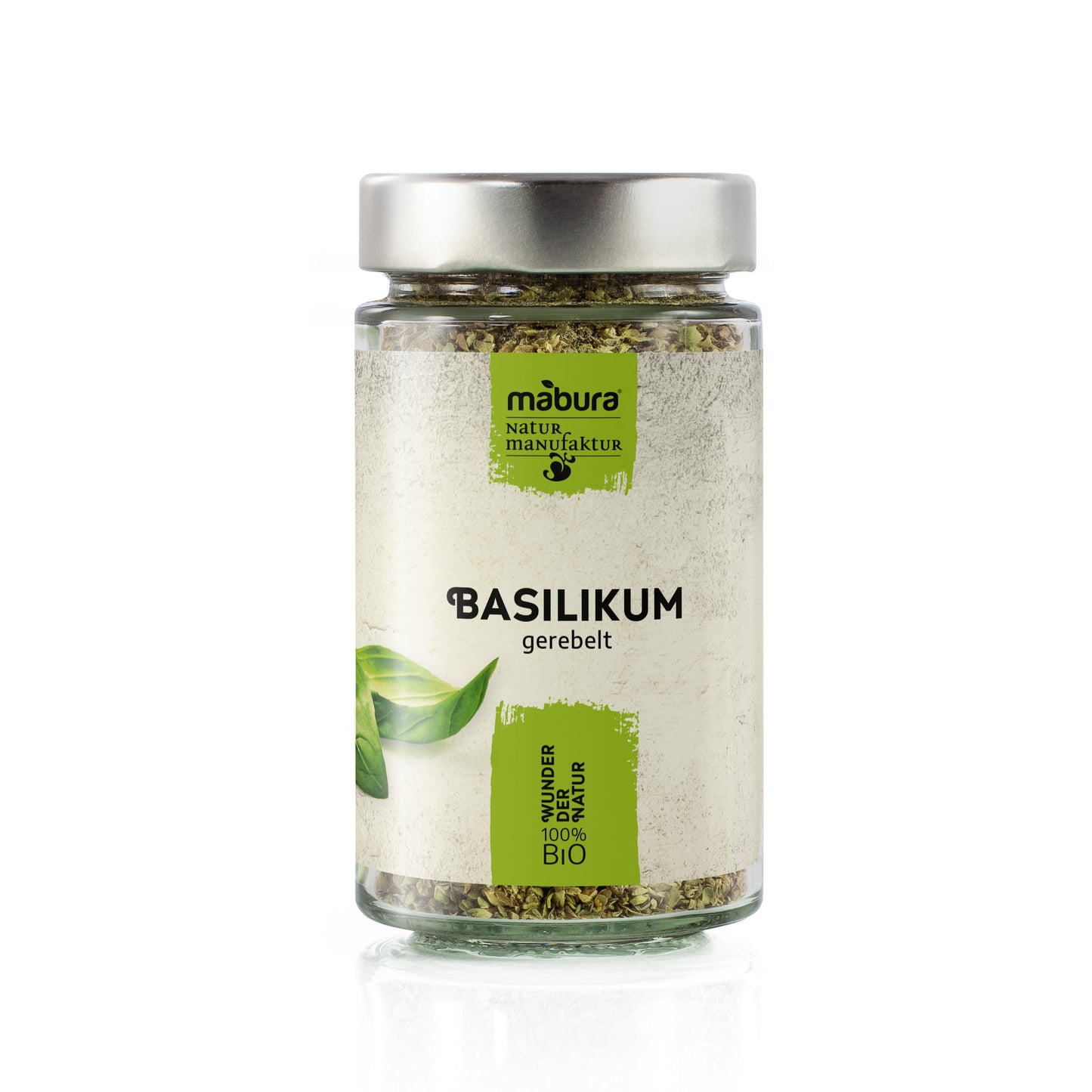 Aromatisches Bio Basilikum von Mabura, gerebelt aus Italien. Intensiver Duft, perfekt für Pasta, Pizza, Tomatengerichte & mediterrane Küche. Ohne Zusätze!