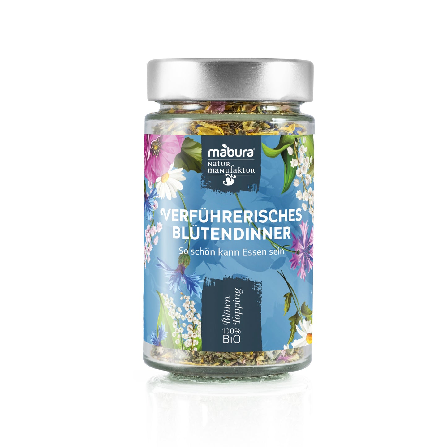 Romantische Bio Gewürzmischung mit essbaren Blüten. 'Verführerisches Blütendinner' für besondere Anlässe, Salate & edle Gerichte!
