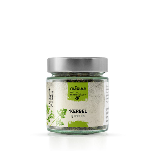 Feiner Bio Kerbel - das französische Feinschmecker-Kraut. Mild-würzig mit Anishauch, ideal für Saucen, Suppen, Fisch & Eierspeisen!
