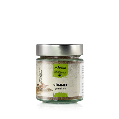 Kräftig aromatischer Kümmel gemahlen.
*aus kontrolliert biologischem Anbau
