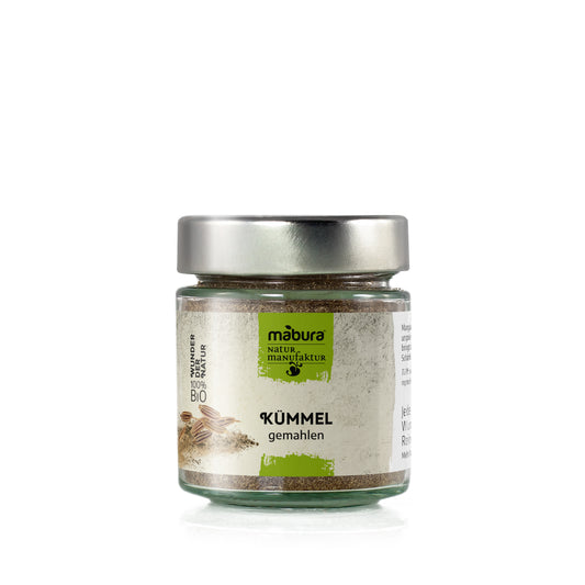Kräftig aromatischer Kümmel gemahlen.
*aus kontrolliert biologischem Anbau
